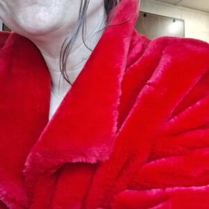 Gorgeous Red Faux Fur Coat